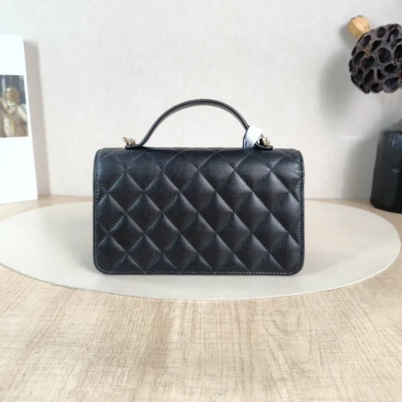Chanel Crossbody Bag Black Grained Calfskin One Size 19 × 7 × 11.5 cm — cover view 2 of 5