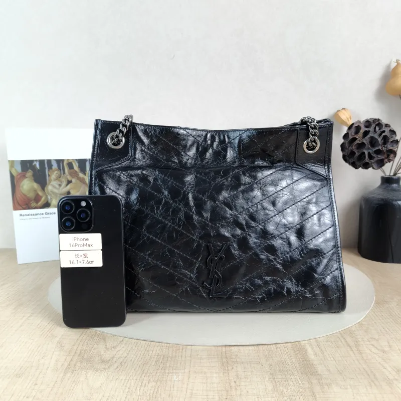 SAINT LAURENT Shoulder Bag NIKI SHOPPING Shopping Tote Black Waxed Leather Medium33 × 11.5 × 27 cm — cover view 3 of 6