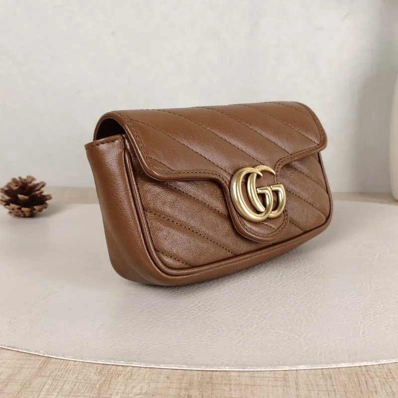 GUCCI Crossbody Bag GG Marmont Mini Marmont Mini Caramel Calfskin Mini 16.5 × 4.5 × 9.5 cm — cover view 2 of 5