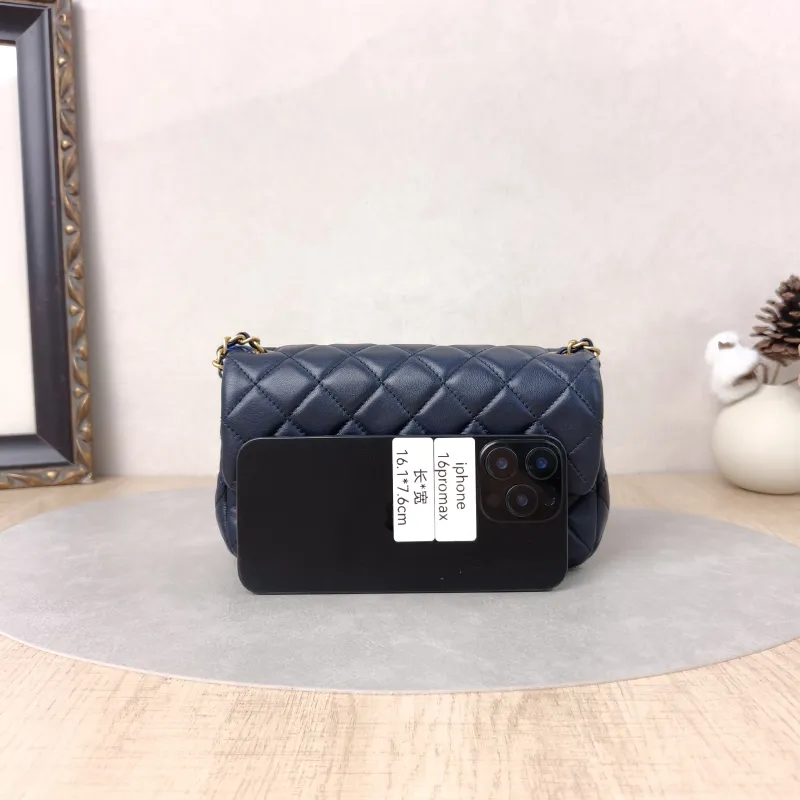 Chanel Crossbody Bag Classic Flap Large Mini CF Mini Blue Lambskin mini20 × 6 × 12 cm — cover view 3 of 5