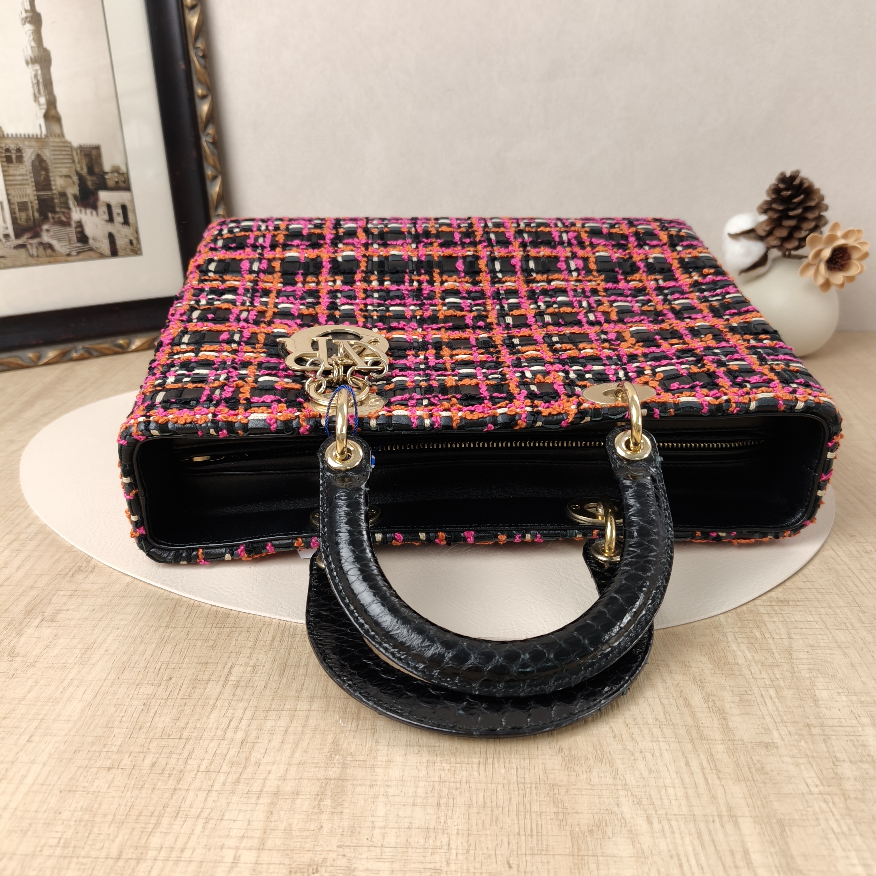 DIOR Top Handle Bag Lady Lady Dior Bag Black Lambskin Woven32 × 11 × 25 cm — cover view 6 of 9