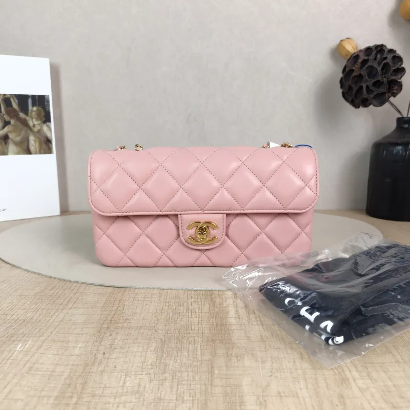 Chanel Crossbody Bag Collection Baguette Bag Pink Lambskin Small 21.5 × 4 × 12 cm — cover view 3 of 6