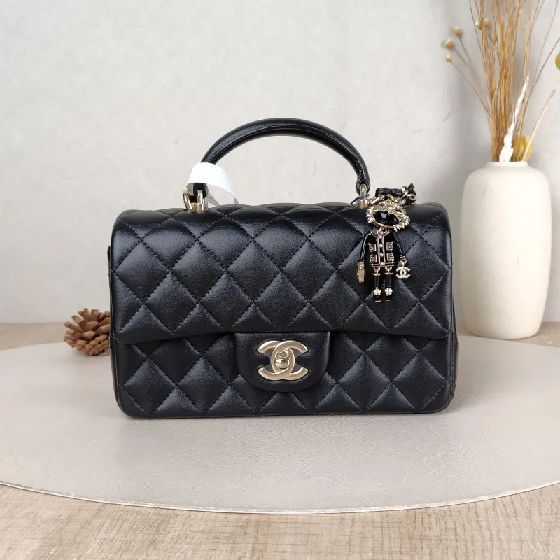 Chanel Crossbody Bag cf mini Edition Black Lambskin mini 20 × 6 × 12 cm