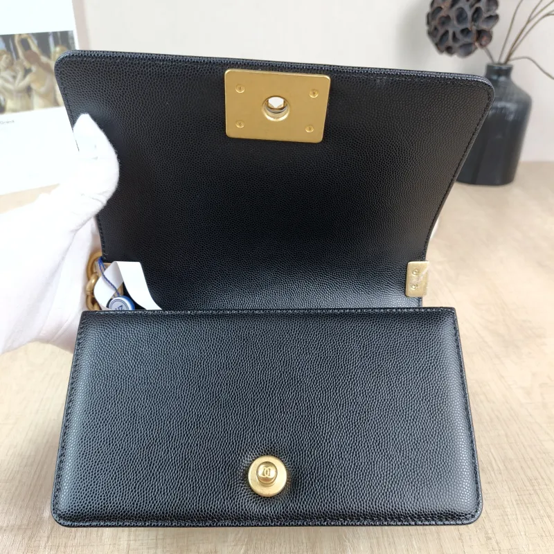 Chanel Crossbody Bag Le Boy​ Black Grained Calfskin Small 20.5 × 8.5 × 12 cm — detail view 11 of 11