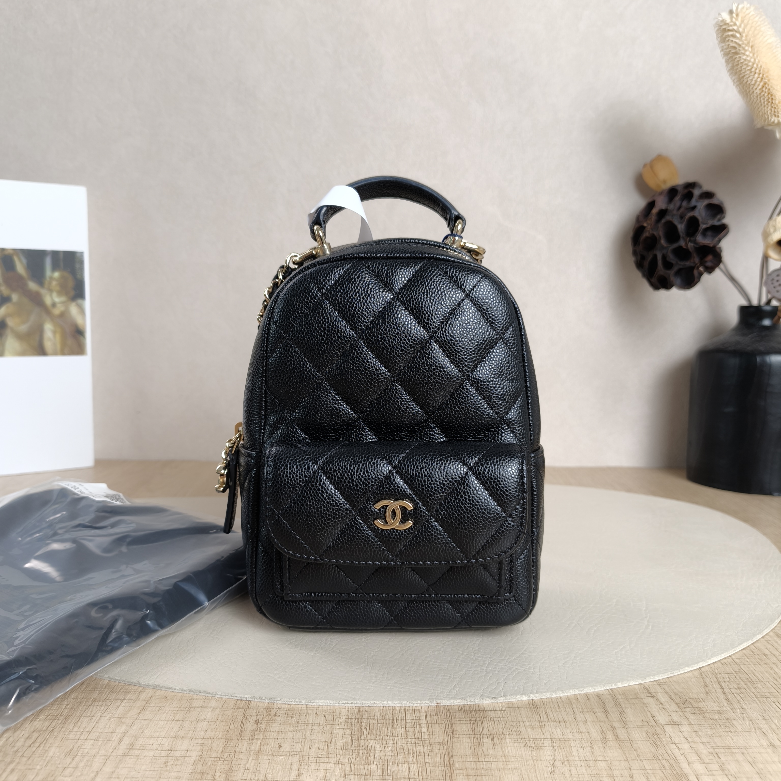 Chanel Crossbody Bag24s Mini Backpack Crossbody Bag Black Grained Calfskin One Size13 × 9 × 18 cm — cover view 7 of 11