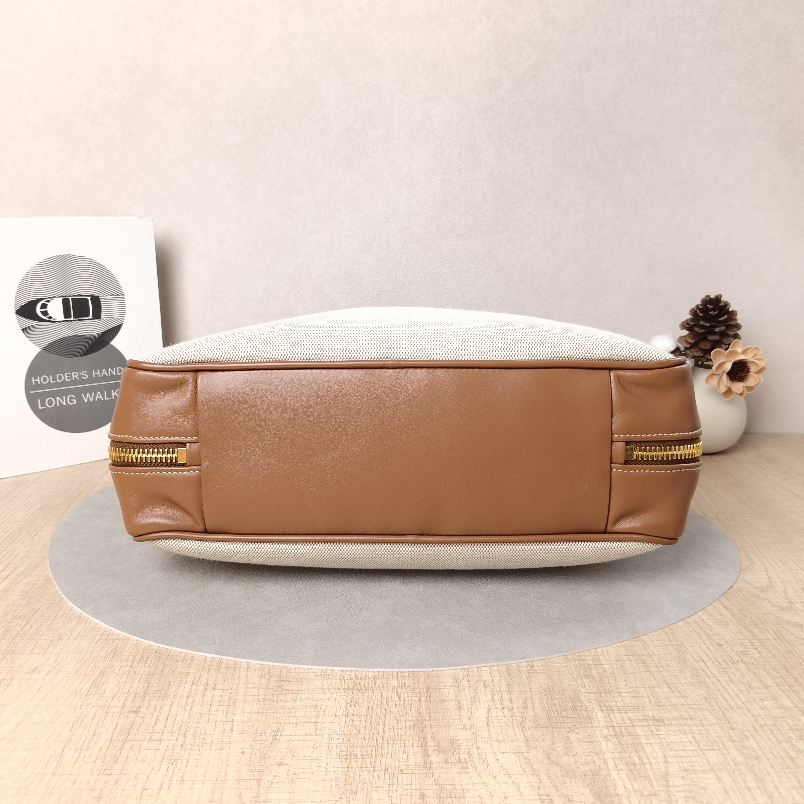 Miumiu Top Handle Bag Beau Brown Canvas · Calfskin Large34 × 10 × 20 cm — cover view 3 of 5