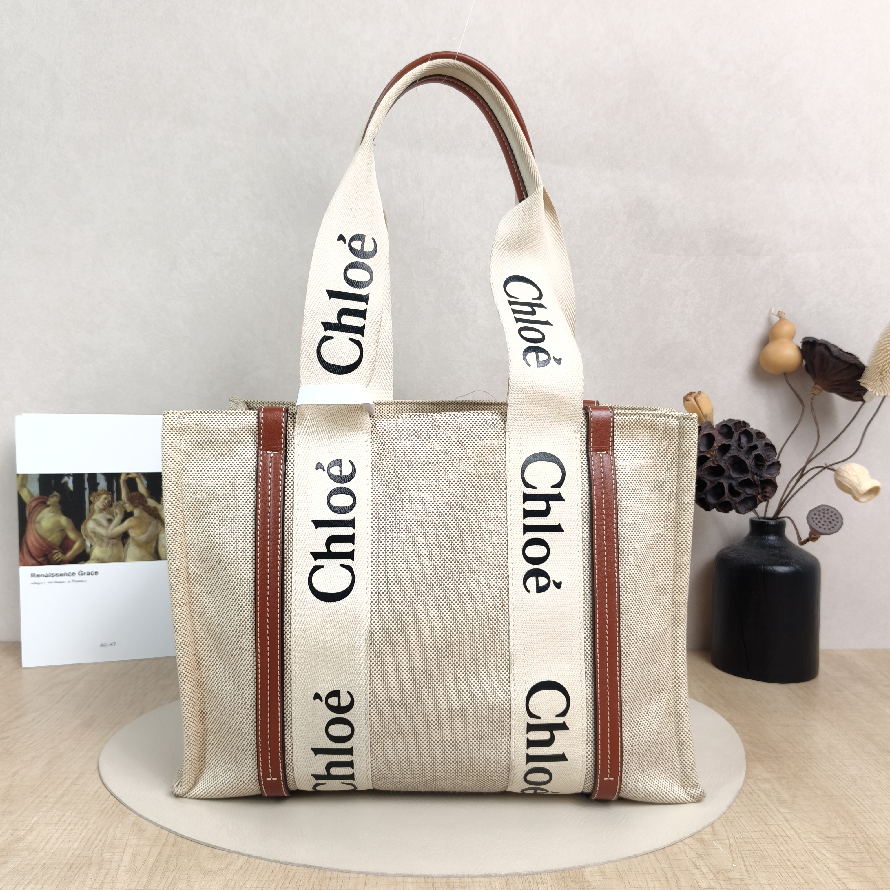 Chloé Top Handle Bagwoody Collectiontote White Canvas37 × 12 × 27 cm — cover view 3 of 4