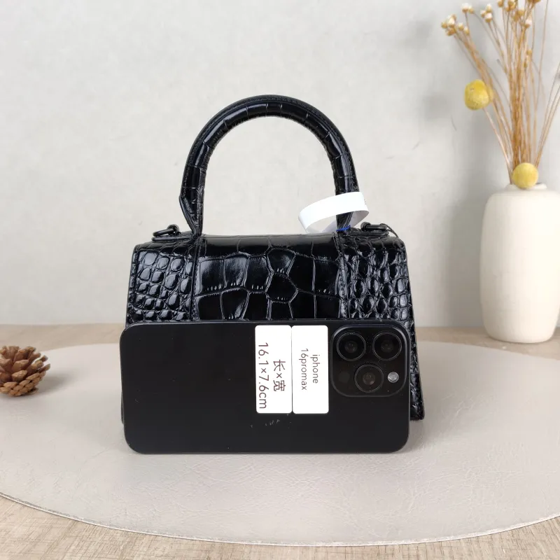 BALENCIAGA Crossbody Bag Hourglass Hourglass Bagsoblack Black Calfskin Mini 19 × 5 × 12 cm — cover view 2 of 5