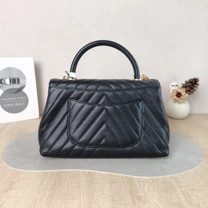 Chanel Top Handle Bag Coco Handle Black with Gold-Tone Hardware V Grained Calfskin Medium 29 × 12 × 18 cm 26 — cover view 2 of 5