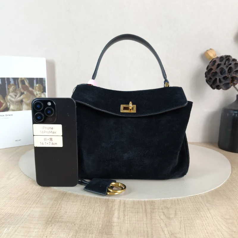 BALENCIAGA Crossbody Bag RODEO Black Suede Mini 23 × 10 × 17 cm — cover view 4 of 5