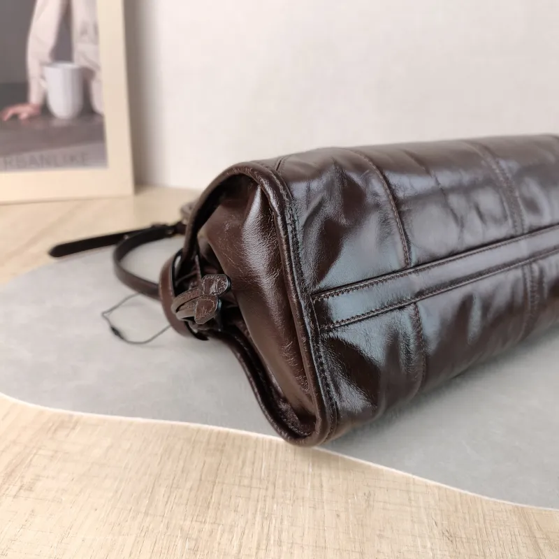 PRADA Shoulder Bag Bonnie Soft Lux Waxed Leather Medium 32 × 12 × 15.5 cm — detail view 7 of 11