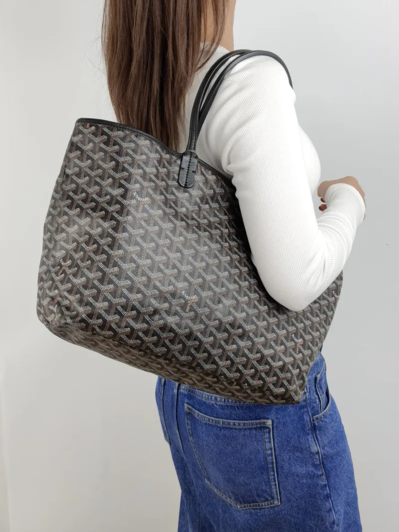 GOYARD Shoulder Bag SAINT LOUIS Shopping Tote Black ine Canvas Small 34 × 15 × 28 cm Conditioned — on-model view 2 of 2