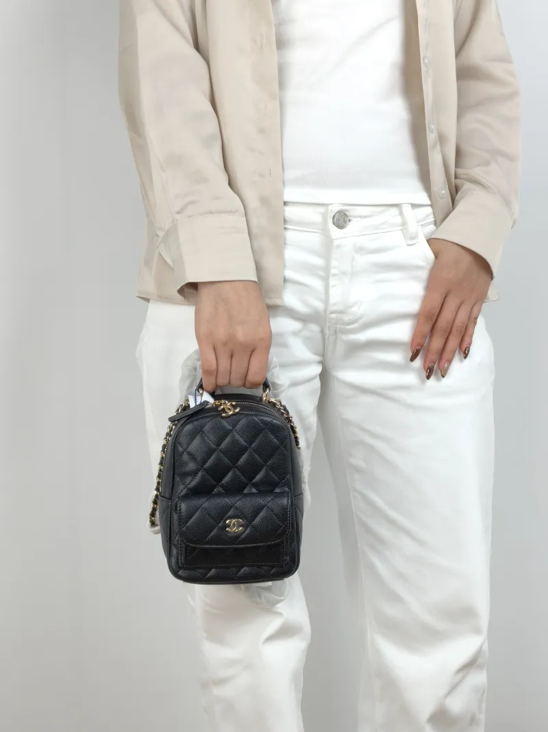 Chanel Backpack mini Backpack Collection Black Grained Calfskin One Size 13 × 9 × 18 cm — on-model view 2 of 3