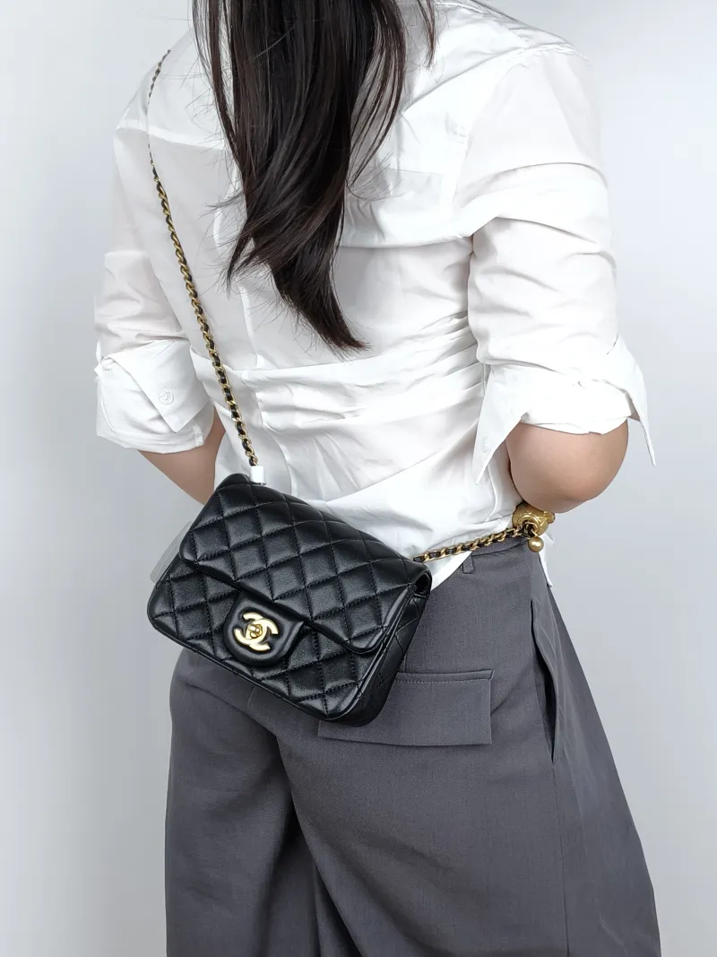 Chanel Crossbody Bag Black Lambskin One Size17 × 8 × 13.5 cm — on-model view 2 of 2
