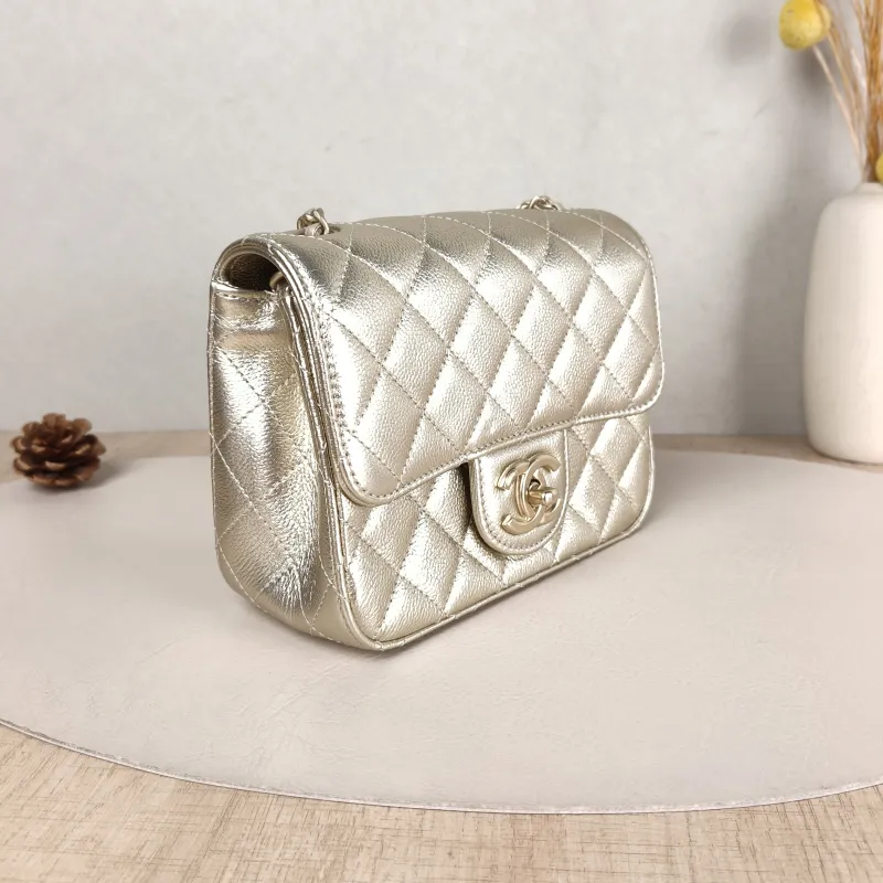Chanel Crossbody Bag c Gold Grained Calfskin Mini 17 × 7 × 13.5 cm — cover view 4 of 5