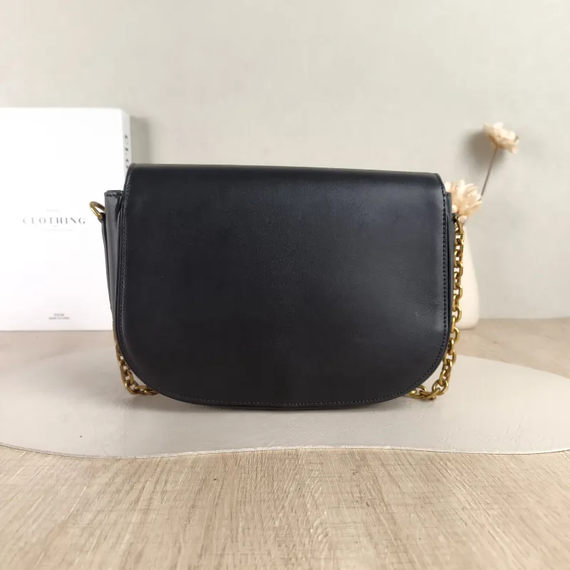 CELINE Crossbody Bag Maillon Triomphe Black Calfskin Medium 22 × 6 × 17 cm — cover view 3 of 5