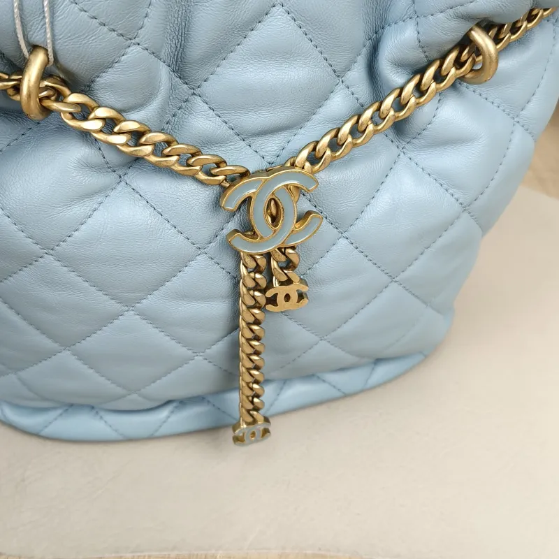 Chanel Crossbody Bag Bucket Bag Blue Calfskin One Size22 × 4 × 25 cm — detail view 9 of 13