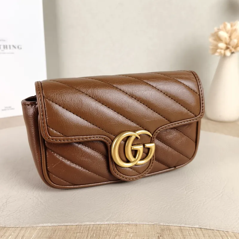GUCCI Crossbody Bag GG Marmont Mini Marmont Mini Caramel Calfskin Mini 16.5 × 4.5 × 9.5 cm — cover view 3 of 5