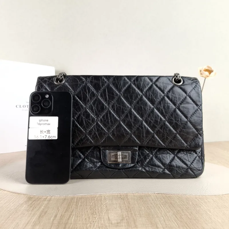 Chanel Shoulder Bag 2.55 Black Calfskin Large 31.5 × 10 × 20 cm 13 — cover view 2 of 5
