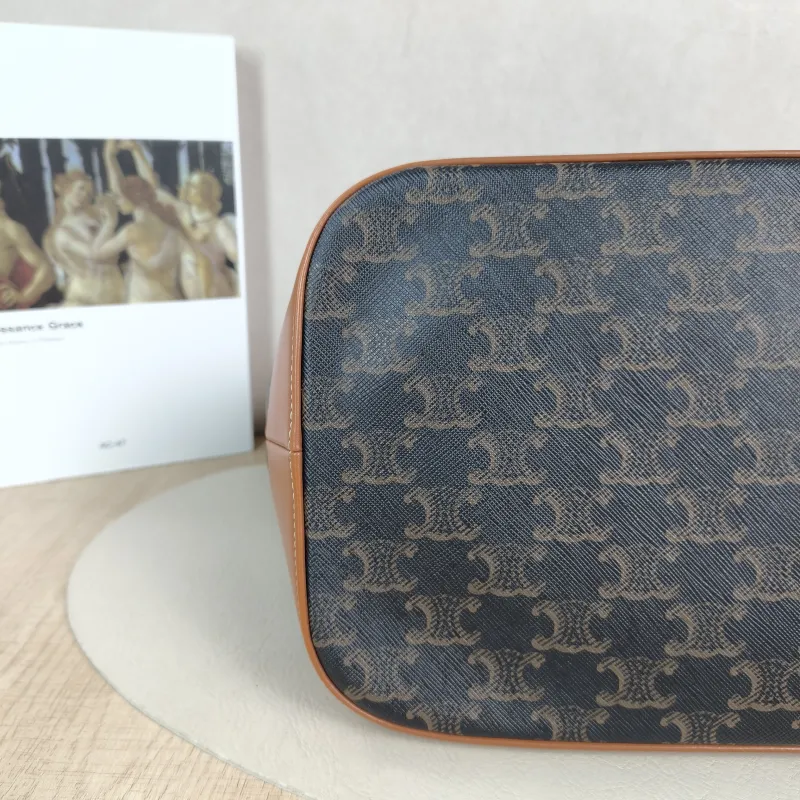 CELINE Crossbody Bag Triomphe Bucket Bag Monogram PVC Medium 24 × 18 × 27 cm — detail view 9 of 10