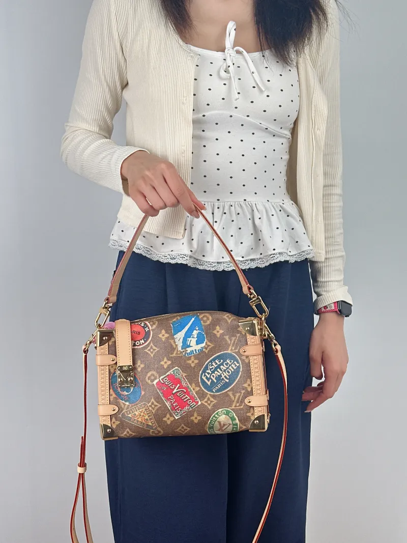Louis Vuitton Crossbody Bag Side Trunk Box Edition Brown PVC Medium 23.5 × 8.5 × 16 cm — on-model view 1 of 2