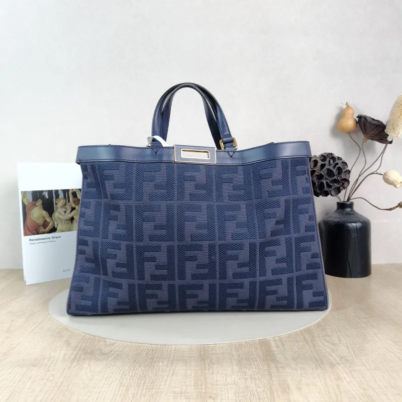 FENDI Shoulder Bag Peekaboo X-Tote Tote Bag Navy Canvas Medium41 × 16 × 29.5 cm