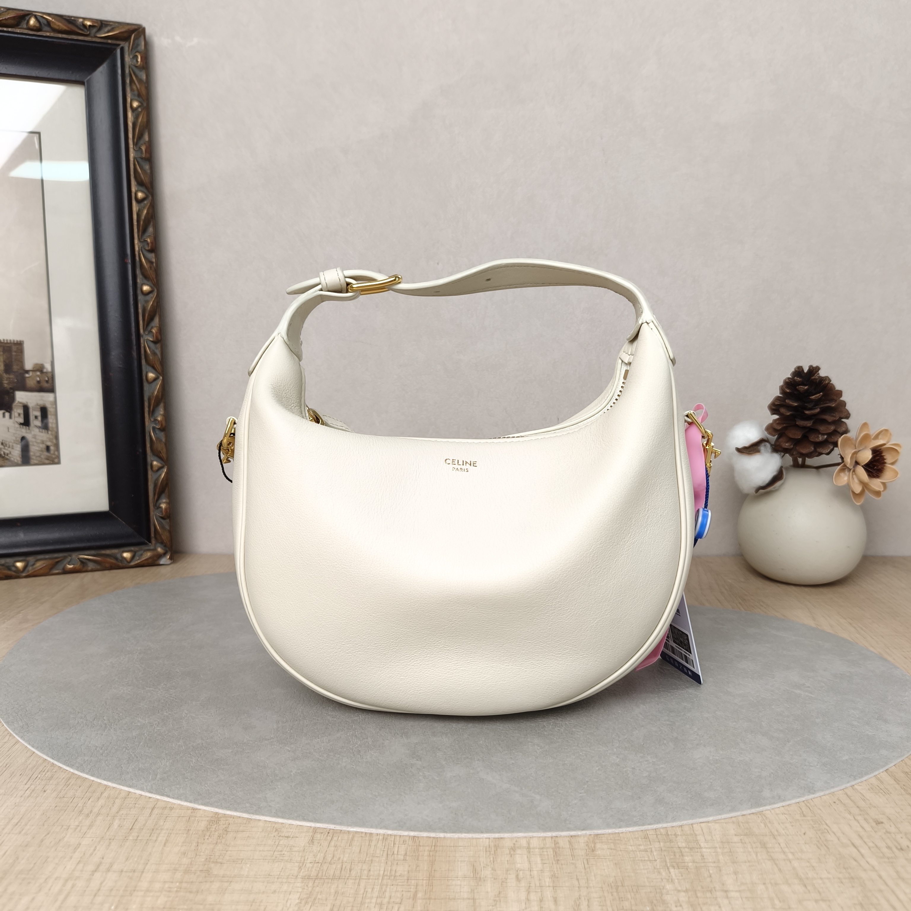 CELINE Crossbody Bag TEEN LULU hobo White Calfskin Small21 × 5 × 24 cm