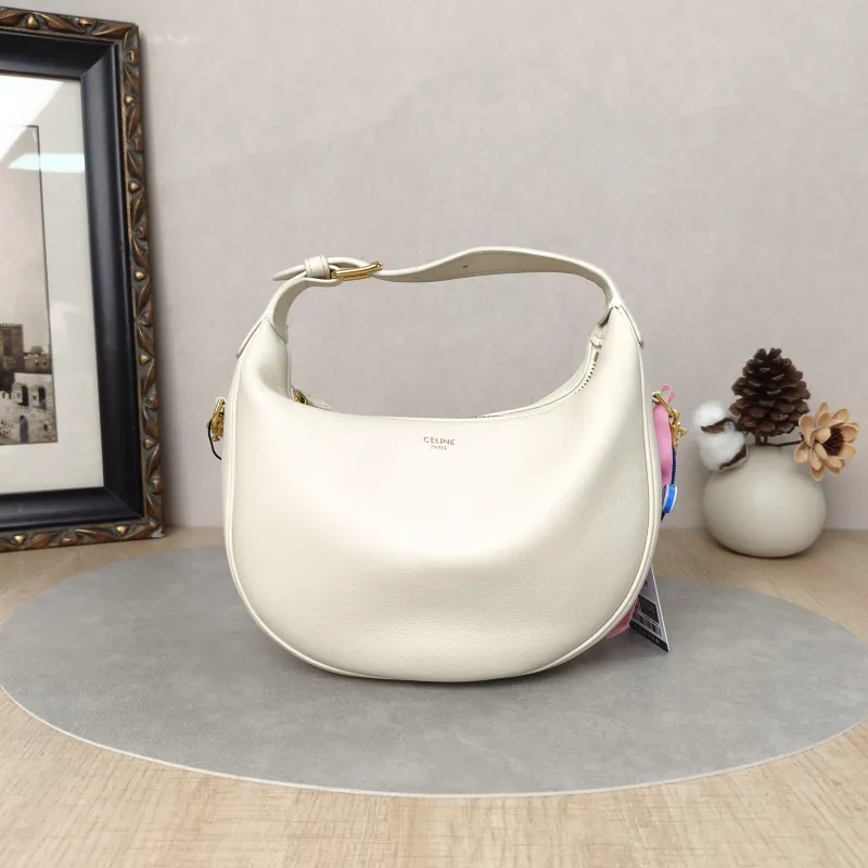 CELINE Crossbody Bag TEEN LULU hobo White Calfskin Small21 × 5 × 24 cm