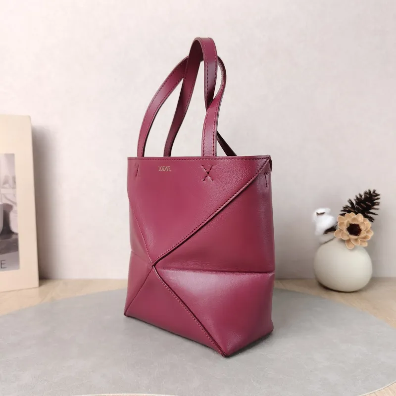 LOEWE Crossbody Bag Puzzle Fold Shopping Tote Red Calfskin Mini 16.5 × 9.5 × 20 cm — cover view 3 of 5