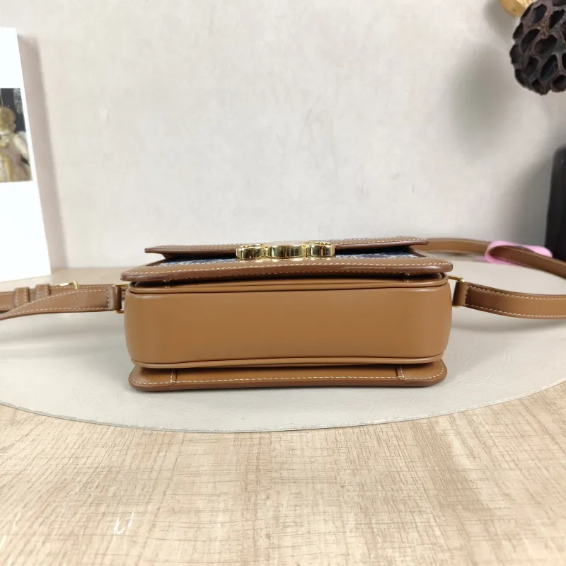 CELINE Crossbody Bag Teen Triomphe Blue Brown Small 18.5 × 6 × 14 cm — cover view 3 of 5