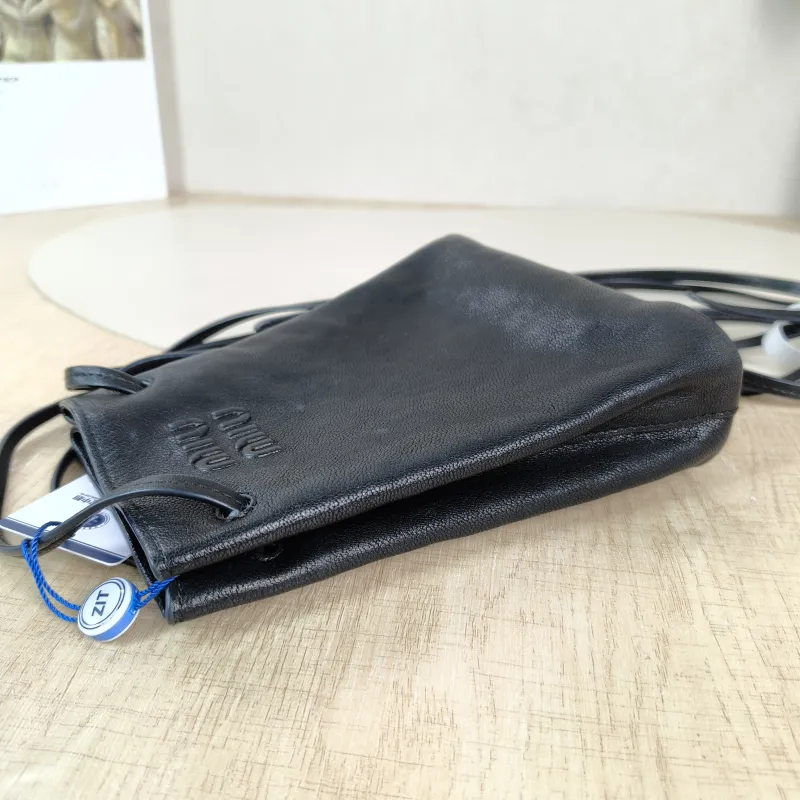 Miumiu Crossbody Bag logo Black Lambskin One Size 14 × 6 × 17 cm — detail view 10 of 11