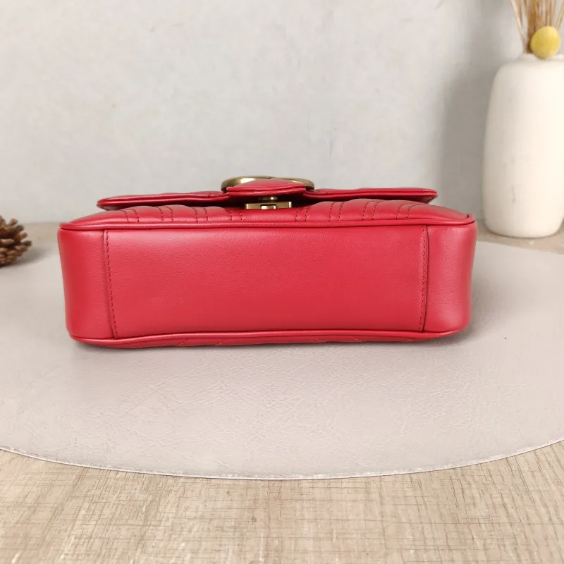 GUCCI Crossbody Bag GG Marmont Small Marmont 22 Red Calfskin Small 22 × 6 × 13 cm — cover view 3 of 5