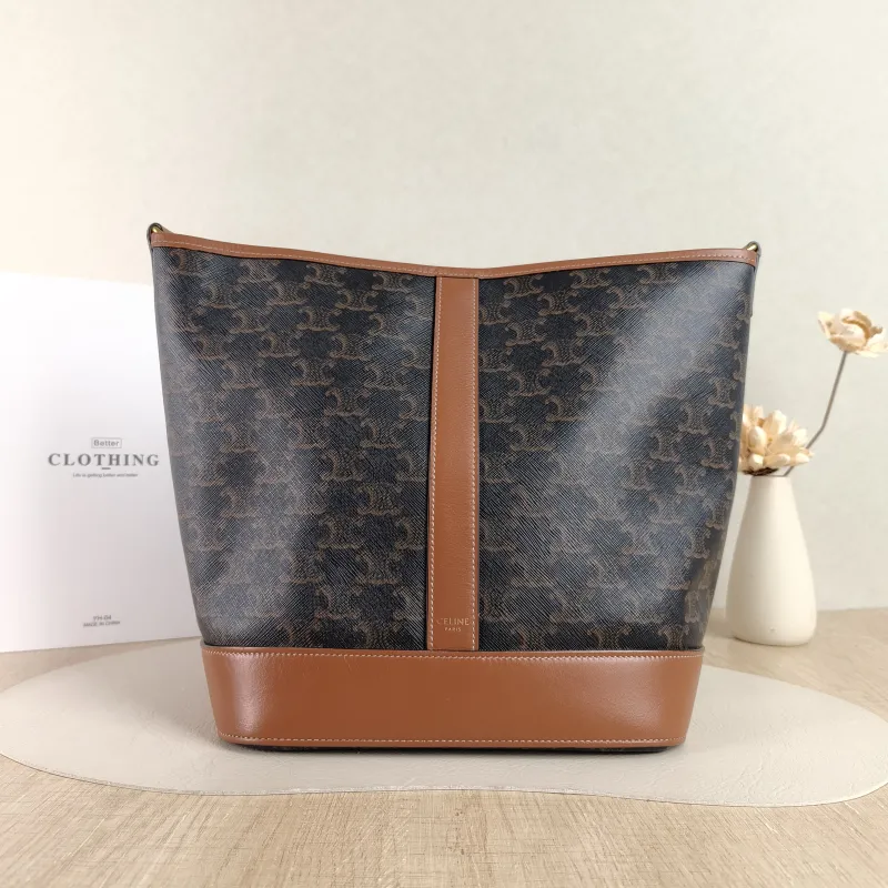 CELINE Crossbody Bag Triomphe Bucket Bag Monogram PVC Medium24 × 18 × 27 cm