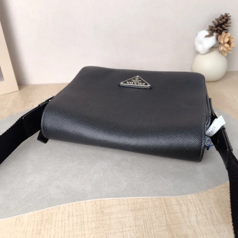 PRADA Shoulder Bag Soft Lux Messenger Bag Black Calfskin One Size 24 × 6 × 18 cm — detail view 6 of 11