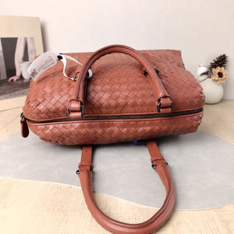 Bottega Veneta Top Handle Bag Woven Top Handle Bag Brown Calfskin One Size 34 × 16 × 20 cm — detail view 8 of 13