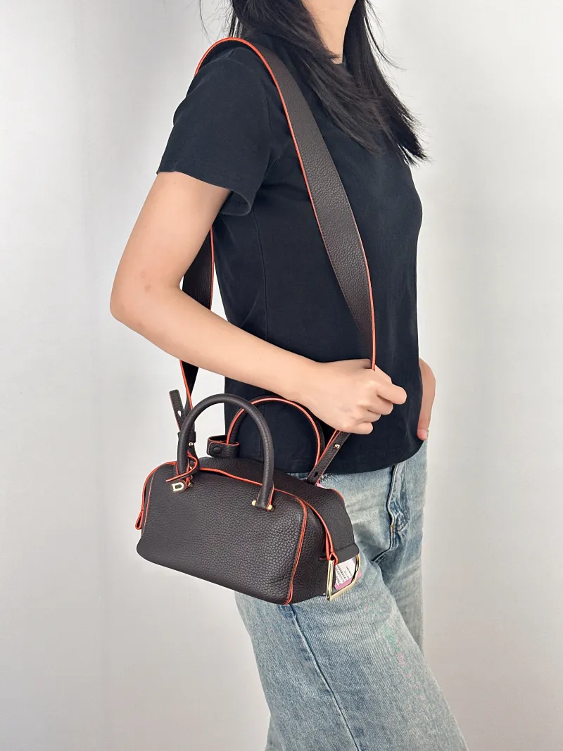 DELVAUX Top Handle Bag Cool Box Box Shoulder Bag Colorblock Calfskinmini21 × 11 × 13 cm — on-model view 3 of 3