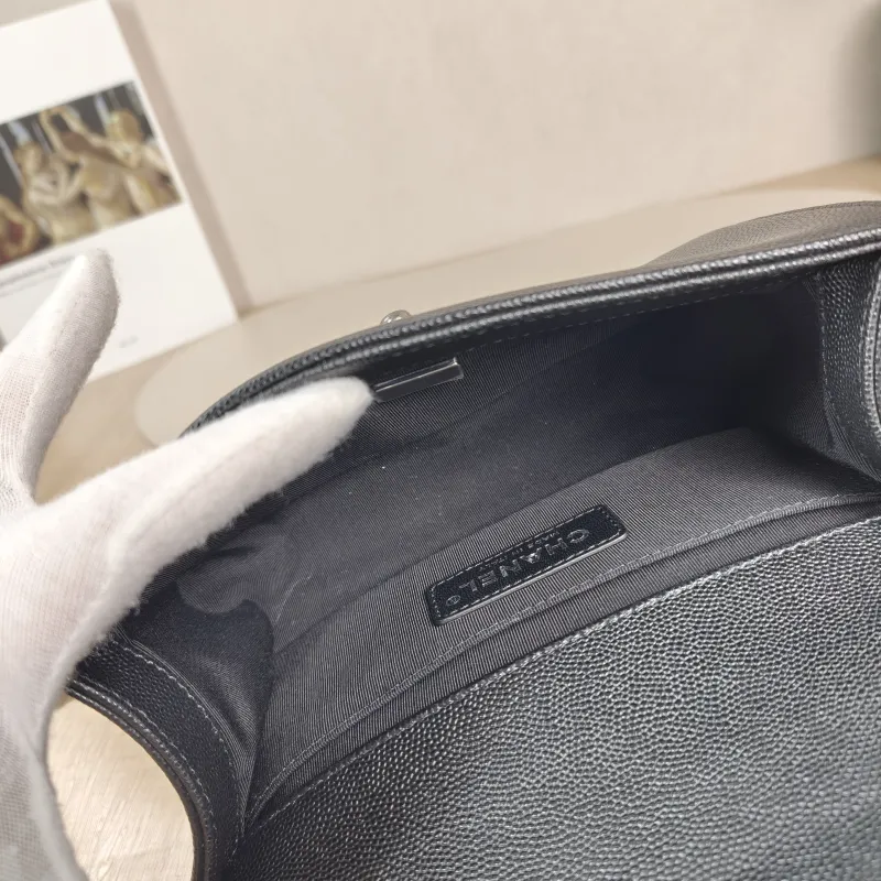 Chanel Crossbody Bag Le Boy​ Black Grained Calfskin Small 20.5 × 8.5 × 12 cm — detail view 7 of 12