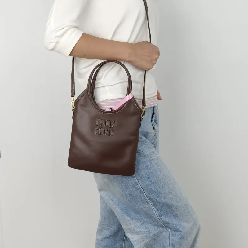 Miumiu Shoulder Bag IVY Tote Shopping Tote Calfskinmini20*24 — on-model view 2 of 3