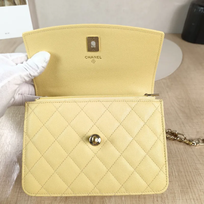 Chanel Backpack Backpack Yellow Grained Calfskin One Size 18 × 4 × 13 cm — detail view 9 of 12