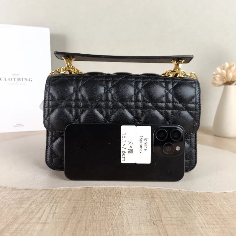DIOR Shoulder Bag Jolie Top Handle Pearl Crossbody Bag Black Calfskin Small22 × 8 × 14 cm — cover view 5 of 5