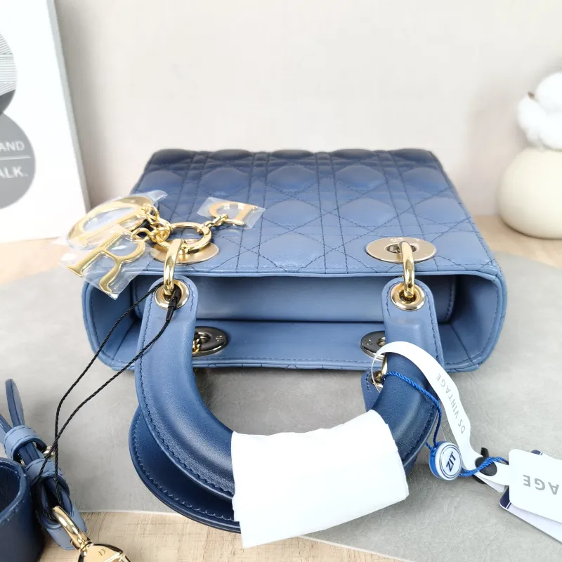 DIOR Top Handle Bag Lady Lady Dior Bag Blue Lambskin Small20 × 8 × 18 cm — detail view 2 of 10