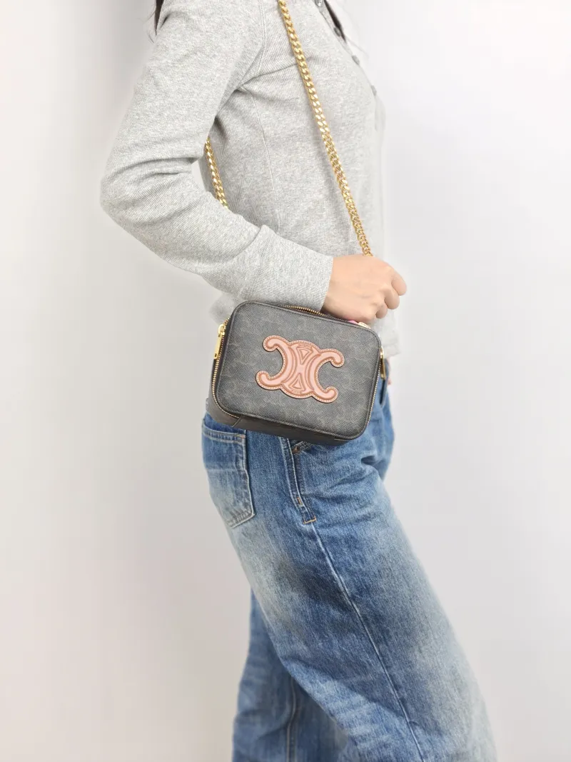 CELINE Crossbody Bag Box Triomphe Box Bag Monogram PVC Mini 16 × 7 × 12 cm — on-model view 1 of 2