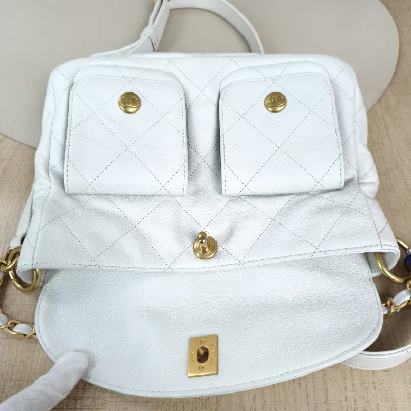 Chanel Shoulder Bag supple twins White Grained Calfskin Small24.5 × 5 × 19 cm — detail view 10 of 15