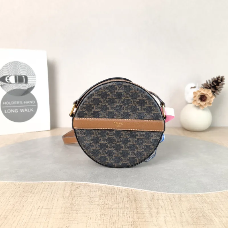 CELINE Crossbody Bag Triomphe Monogram PVC Mini 13.5 × 4 × 13.5 cm