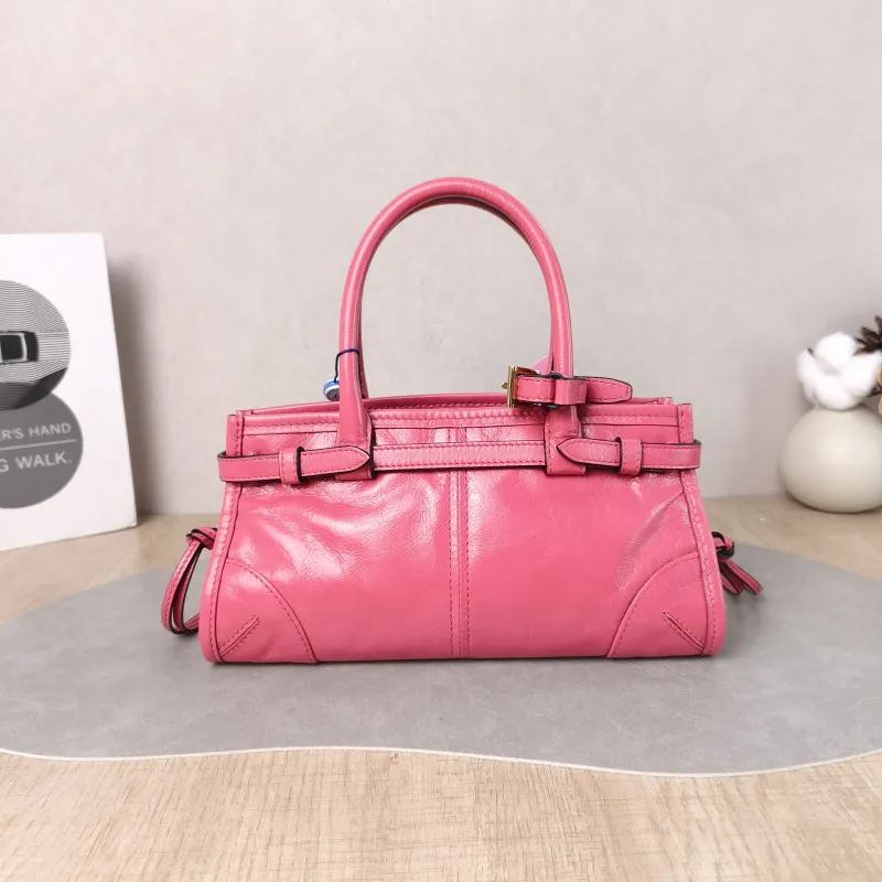 PRADA Top Handle Bag Bonnie Soft Lux Red Waxed Leather Calfskin Mini 23.5 × 9 × 12 cm — cover view 3 of 6