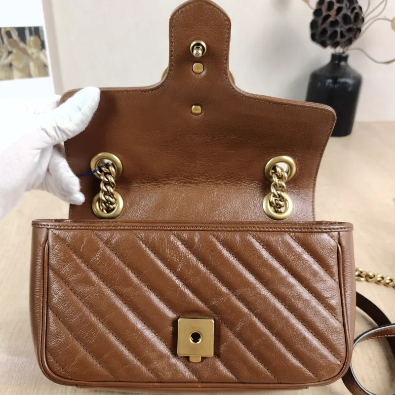 GUCCI Crossbody Bag GG Marmont Small Marmont 22 Caramel Calfskin Small 22 × 6 × 13 cm — detail view 4 of 13