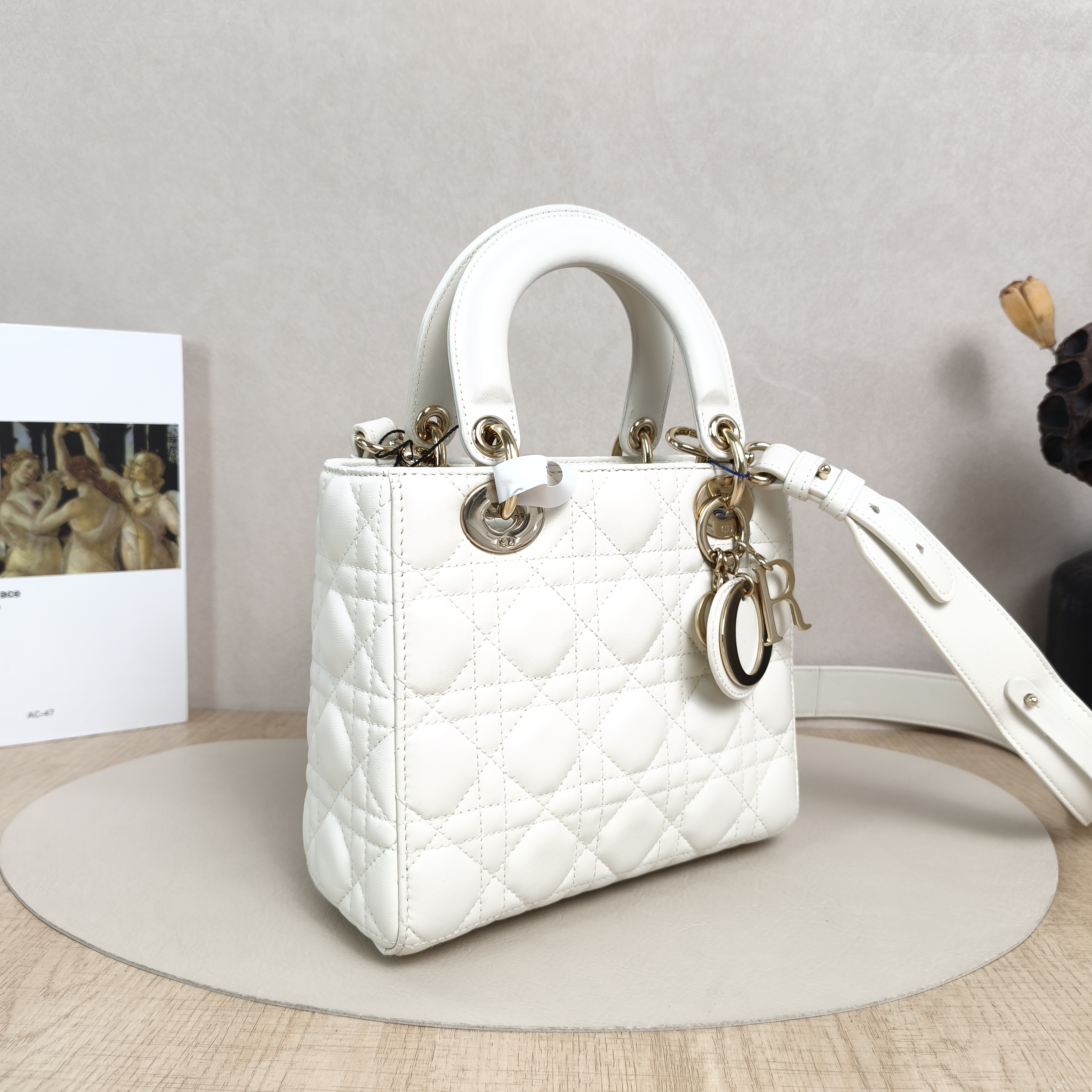 DIOR Top Handle Bag Lady Lady Dior Bag White Lambskin Small20 × 8 × 18 cm — cover view 4 of 6