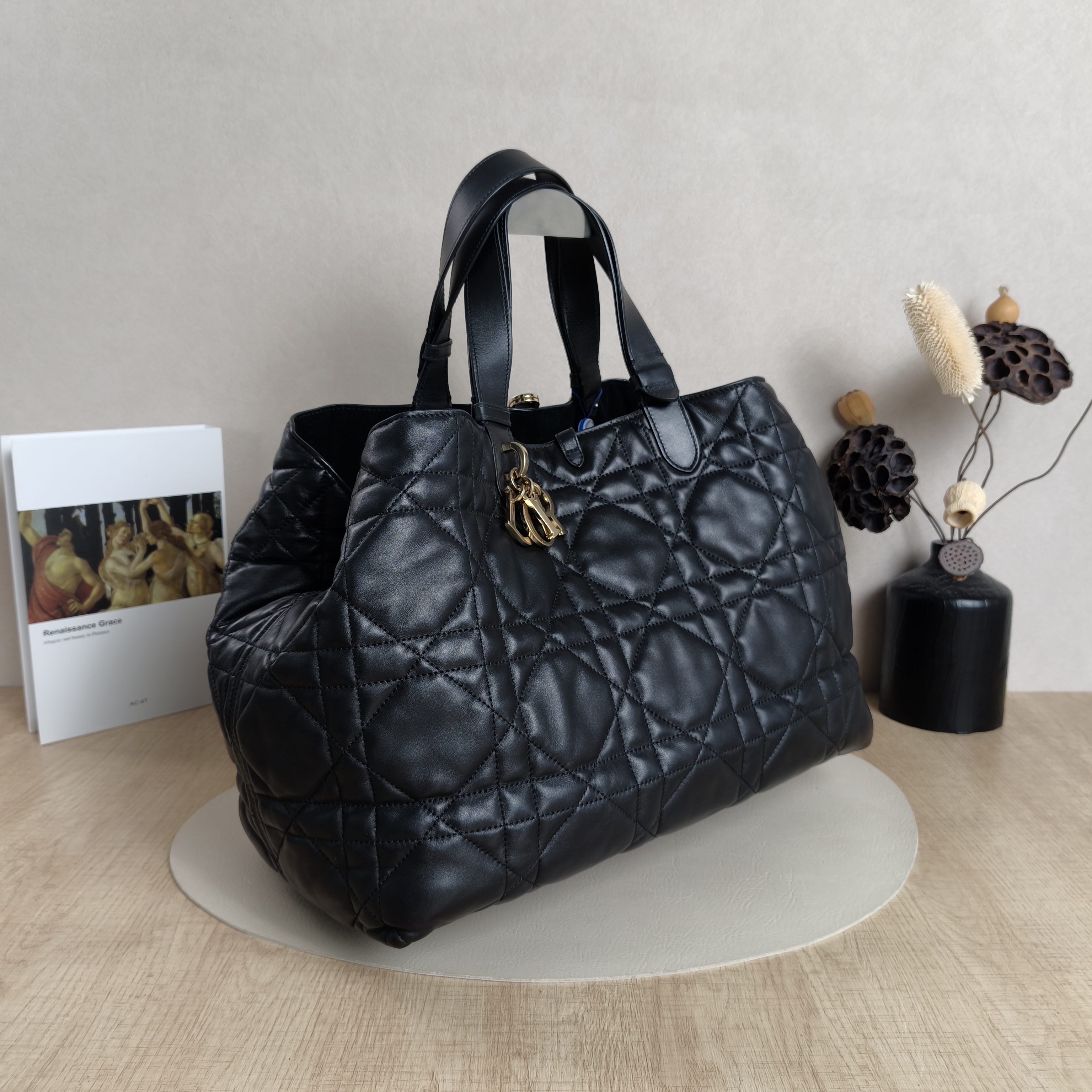 DIOR Top Handle Bag TOUJOURS Black Calfskin Large37 × 21 × 27 cm — cover view 3 of 10