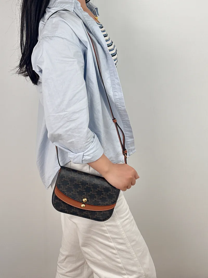 CELINE Crossbody Bag DUO Wallet Monogram PVC Mini 20 × 6 × 13 cm — on-model view 1 of 2