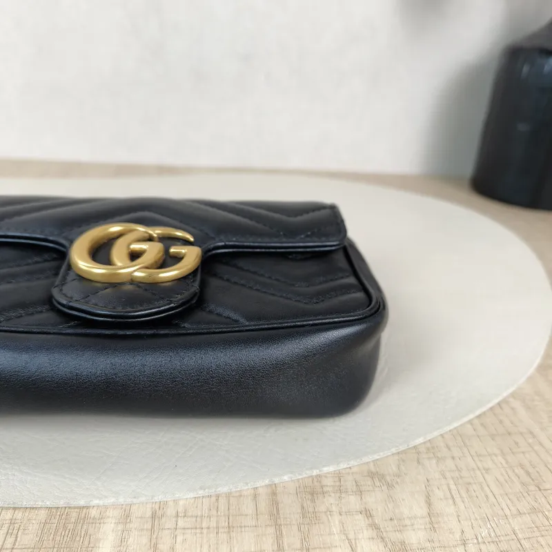 GUCCI Crossbody Bag GG Marmont Mini Marmont Mini Black Calfskin Mini 16.5 × 4.5 × 9.5 cm — detail view 7 of 12